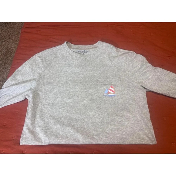 gray vineyard vines longsleeve graphic sailing size small #0956 - Picture 8 of 9